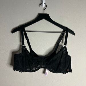 Savage X Fenty Black Lace Unlined Demi Bra Size 40D